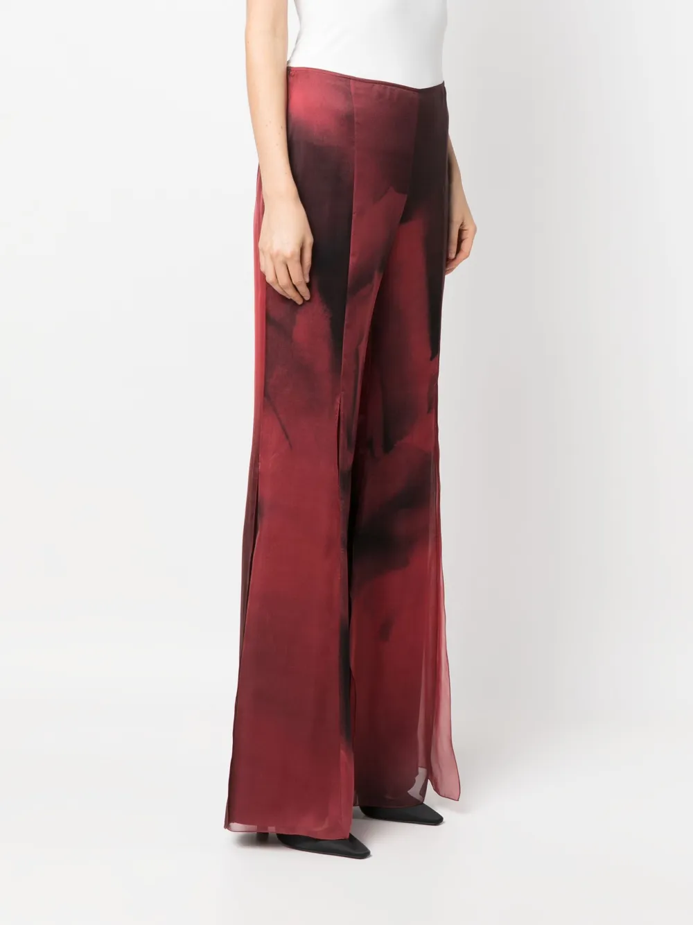 ALBERTA FERRETTI 로즈 프린트 플레어 팬츠