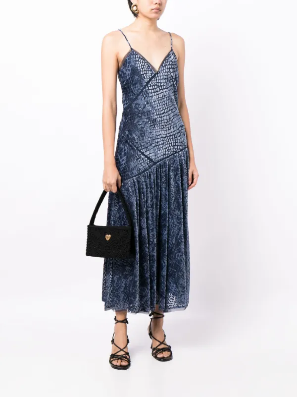 Ulla Johnson Elodie Marine Velvet Devore Midi Dress