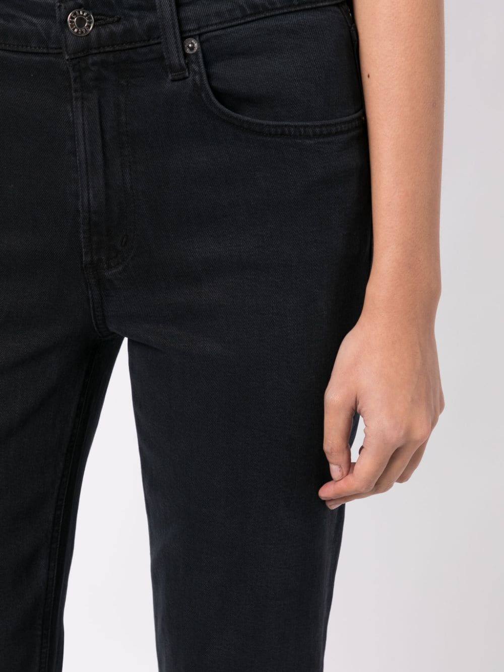 Shop Agolde Cropped Low-rise Straight-leg Jeans In Black