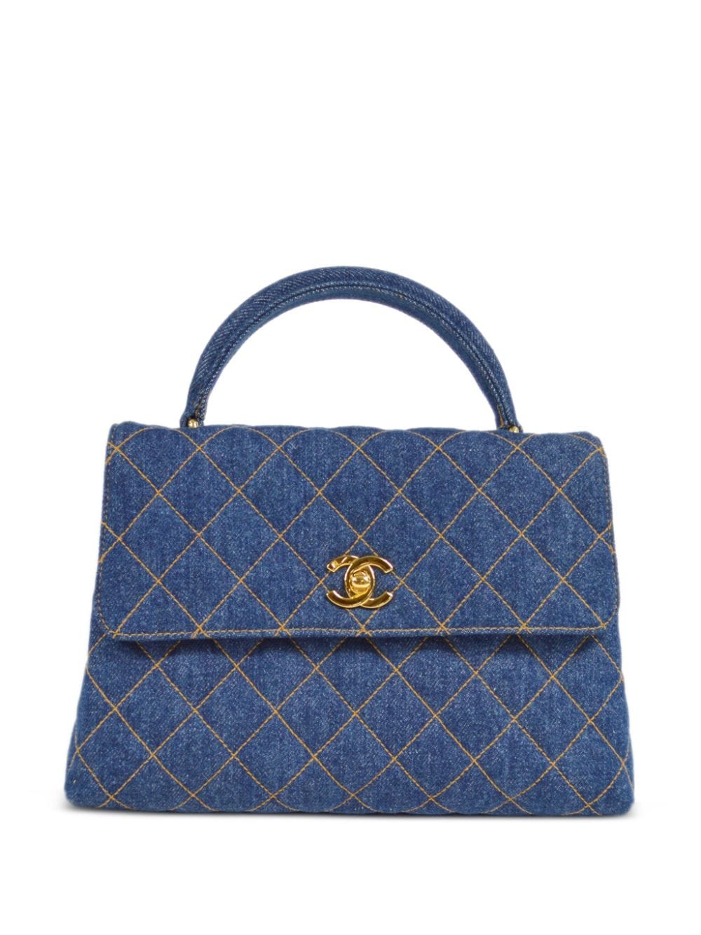 Pre-owned Chanel 1997 Kelly Denim Handbag In Blue