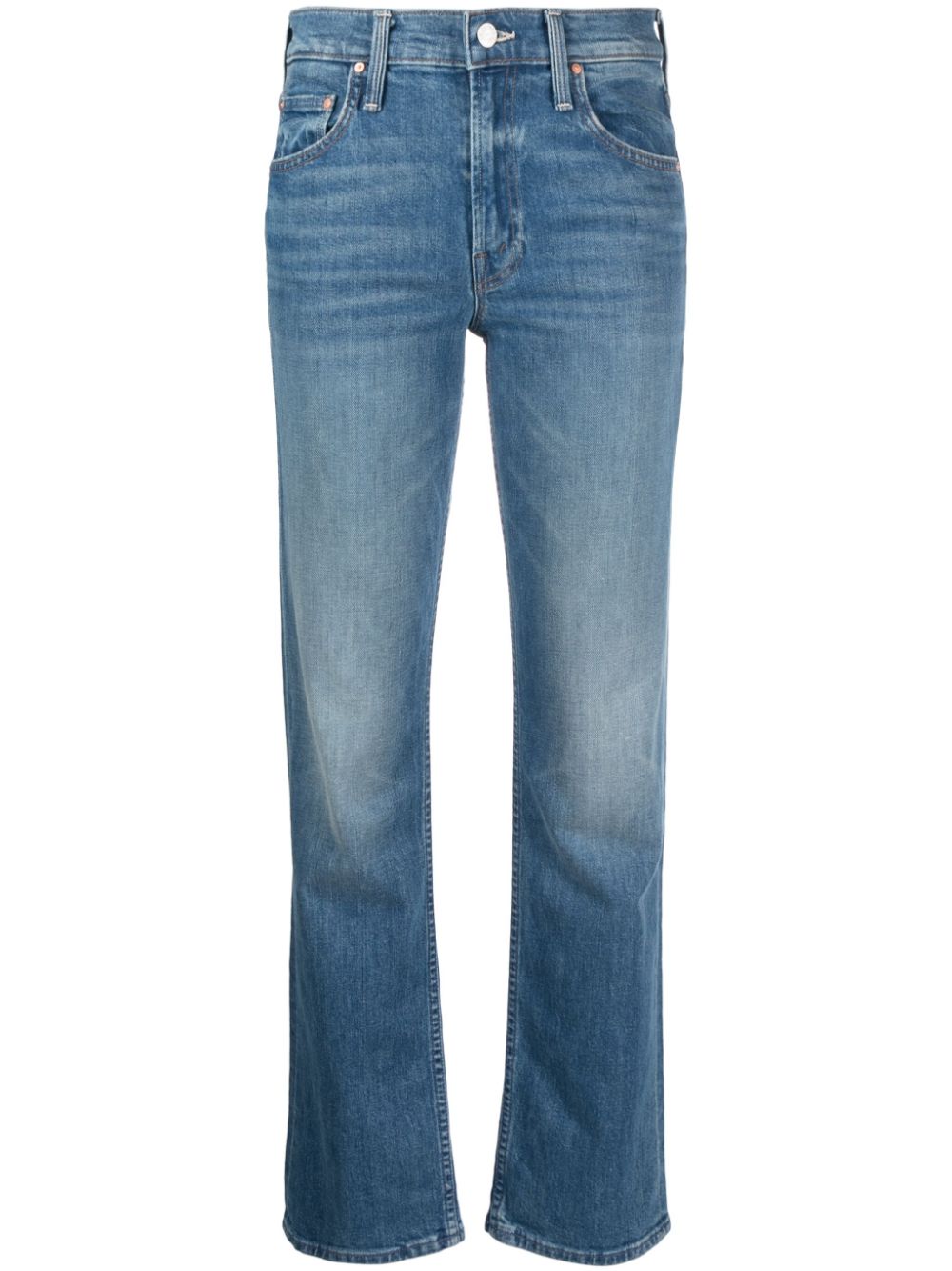 Shop Mother The Smarty Pants High-rise Straight-leg Jeans In Blue