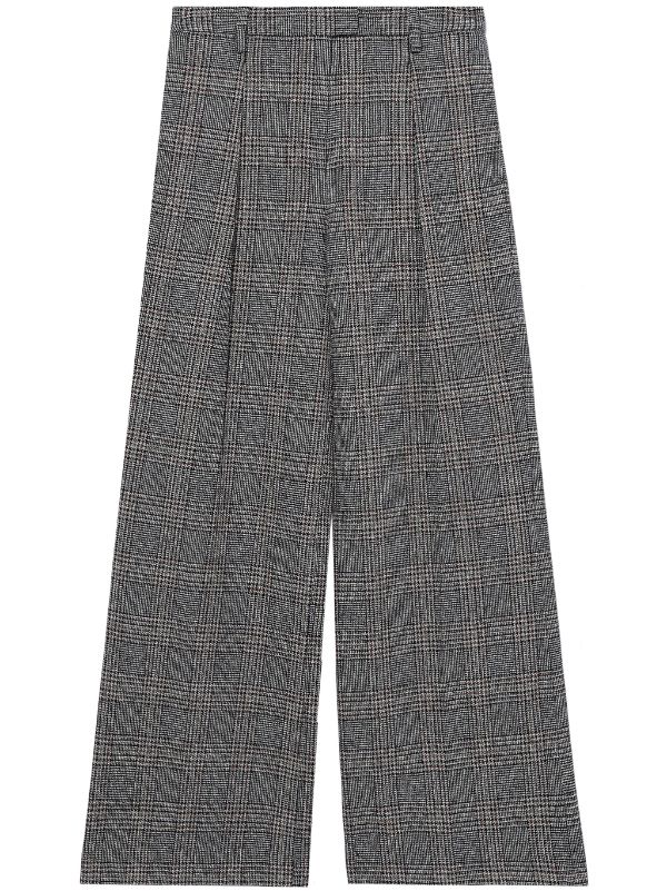 Plaid wide sale leg trousers