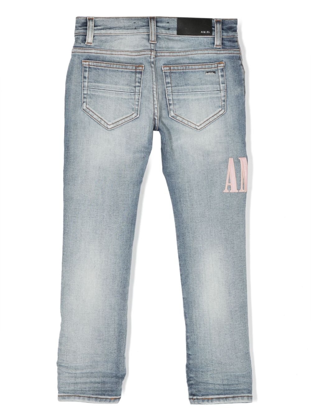 Shop Amiri Logo-patches Straight-leg Jeans In Blue