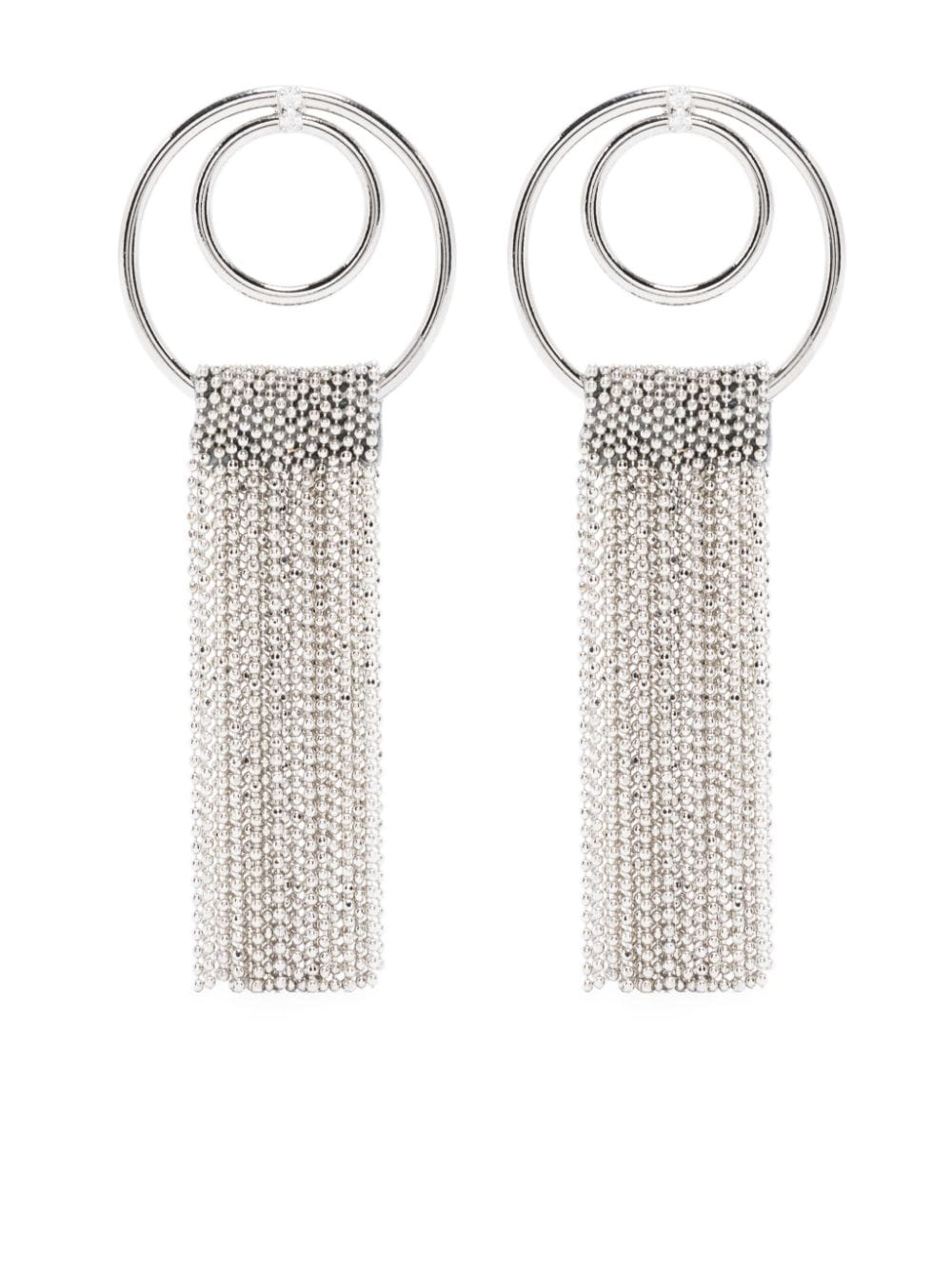 Peserico Crystal-embellished Fringed Earrings In Silver