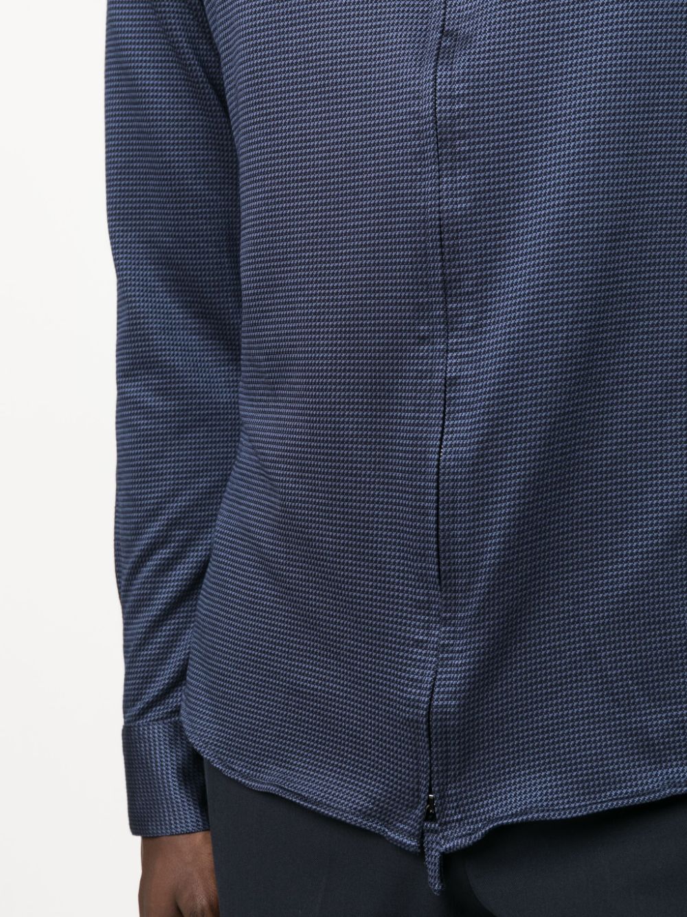 Shop Giorgio Armani Zipped Long-sleeve Shirt In Blue