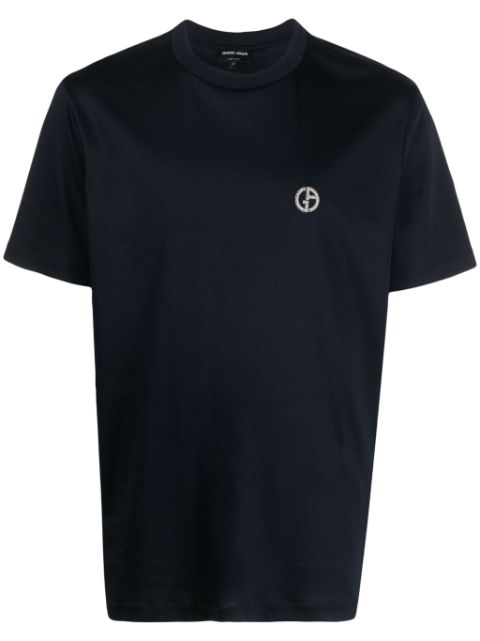 Giorgio Armani logo-embroidered cotton T-shirt Men