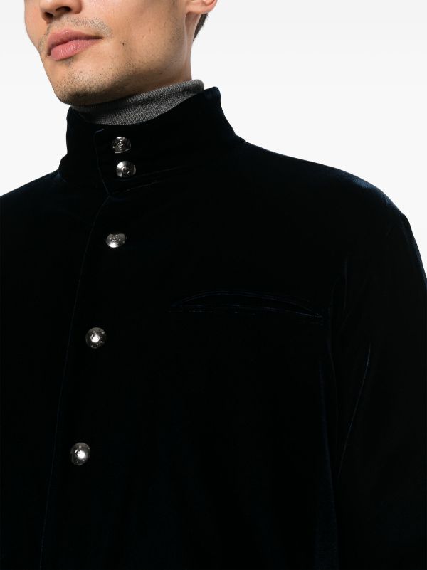 Giorgio Armani velvet-finish press-stud Fastening Shirt Jacket