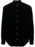 Giorgio Armani velvet-finish press-stud fastening shirt jacket - Blue