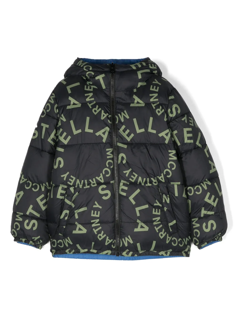 Shop Stella Mccartney Reversible Hooded Padded Jacket In Blue