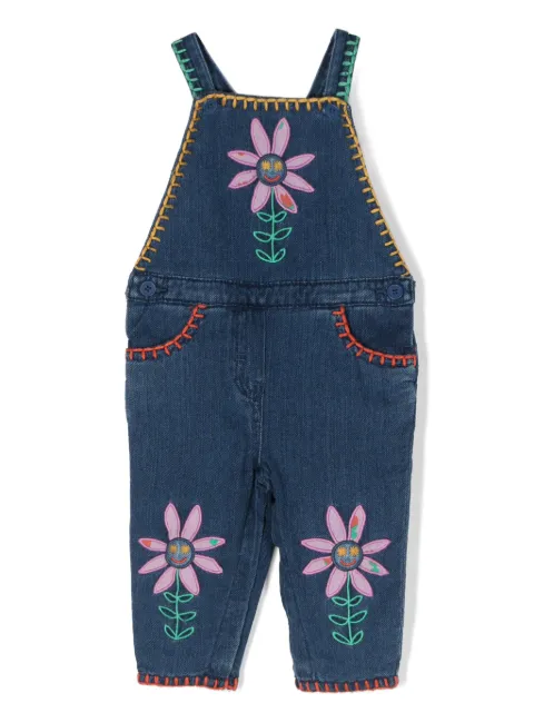 Stella McCartney Kids floral-embroidered denim dungarees