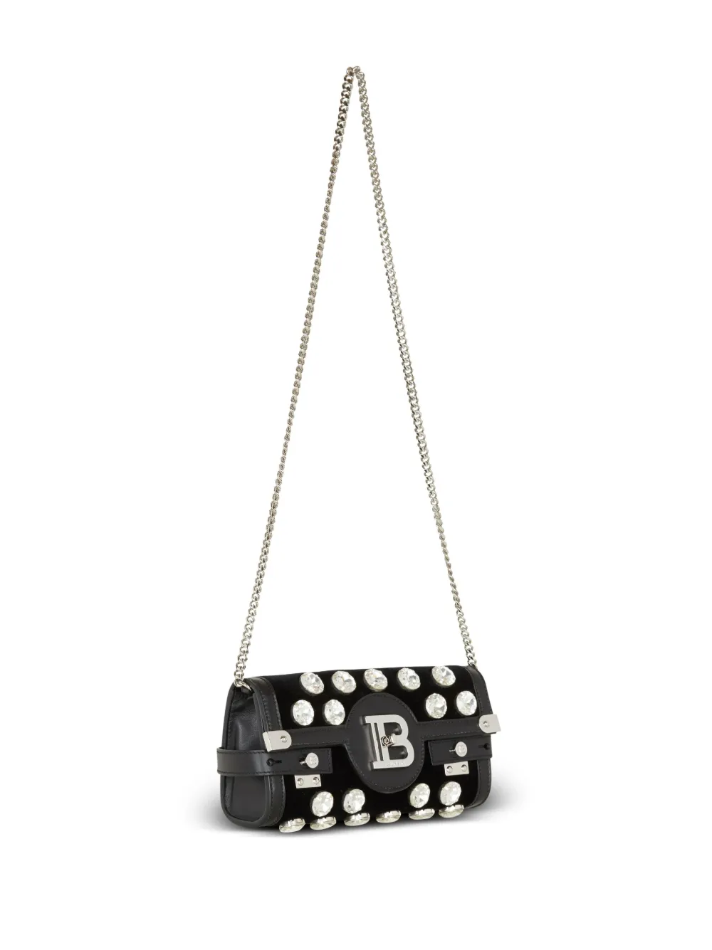 Shop Balmain B-buzz 23 Embellished Clutch Bag In Black