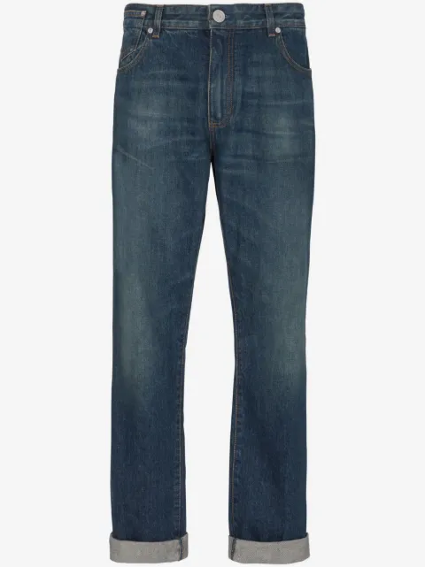 Balmain Vintage logo-patch straight-leg jeans
