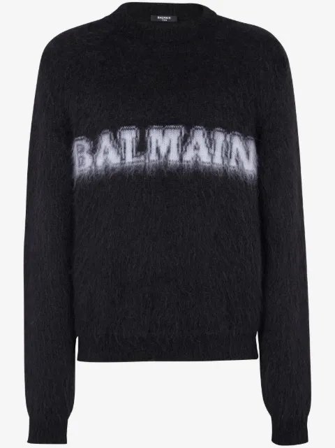 Balmain suéter con acabado cepillado y logo estampado