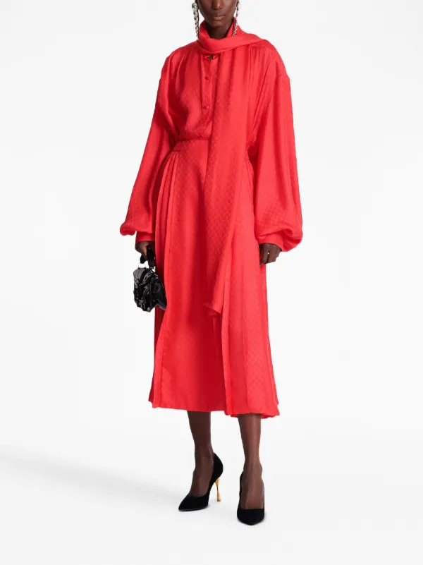 Balmain Mini Monogram Pleated Midi Skirt | Pink | FARFETCH