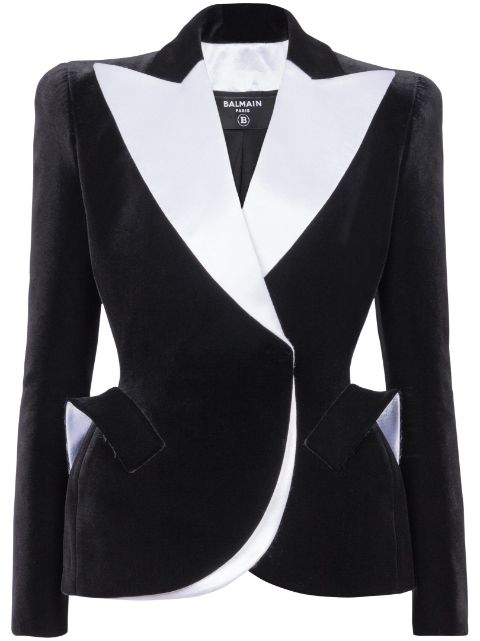 Balmain two-tone velvet blazer Women