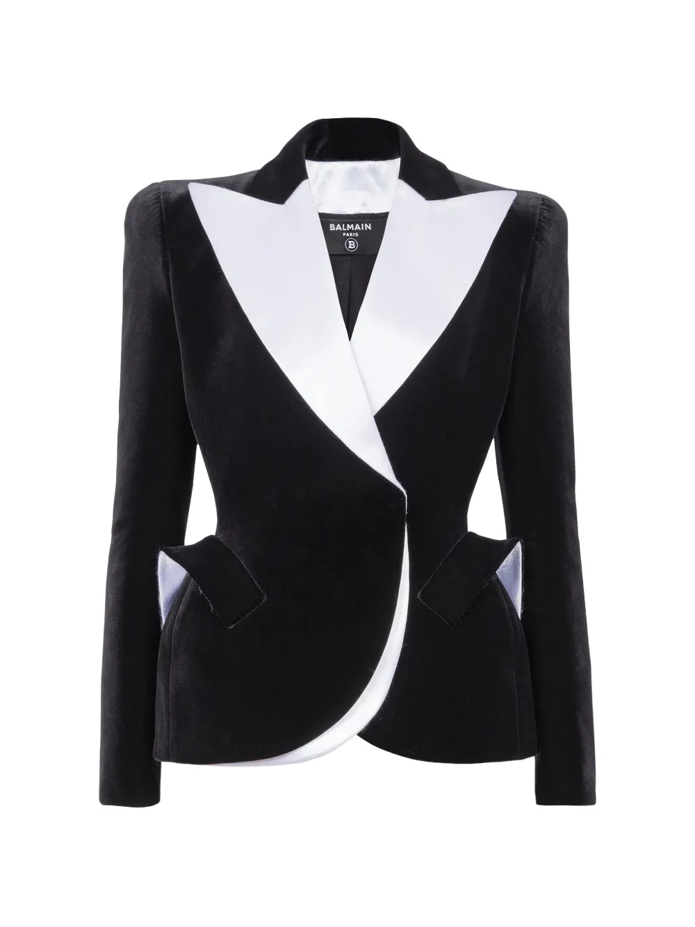 Balmain two-tone velvet blazer - Black
