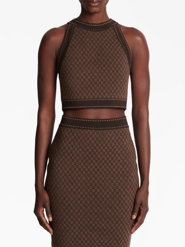 【送料&関税込】Balmain Jacquard Monogrammed Crop Top Balmain Monogram Jacquard Crop Top | Nordstrom
