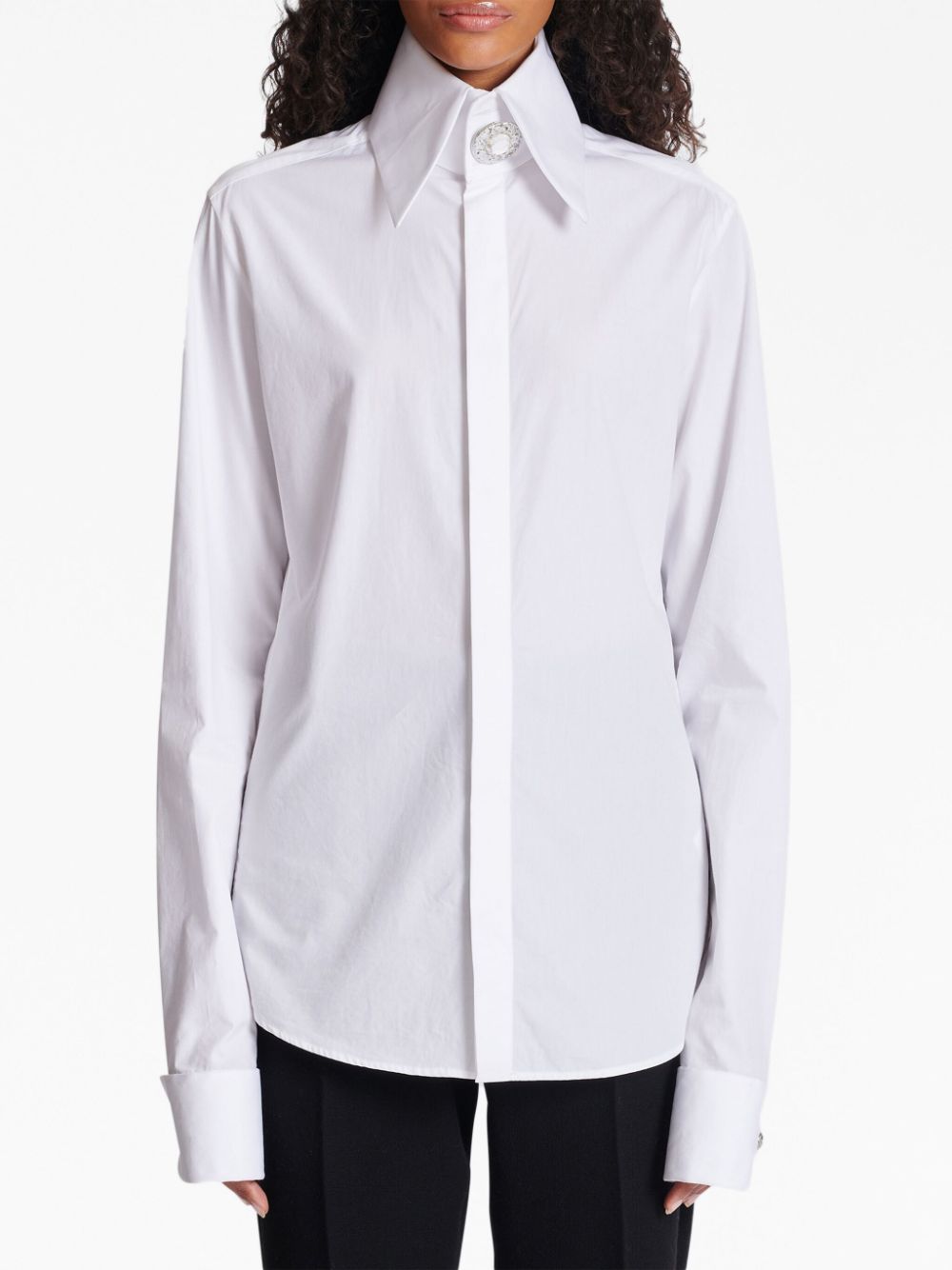 Affordable Balmain jewel-embellished cotton-poplin shirt Women