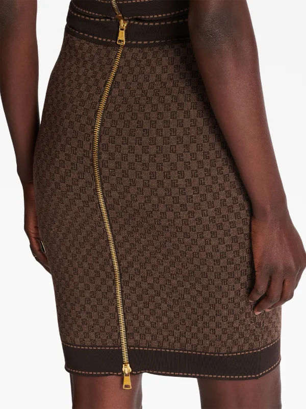 Brown hotsell jacquard skirt