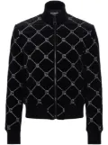 Balmain rhinestone-embellished quilted bomber jacket - Black