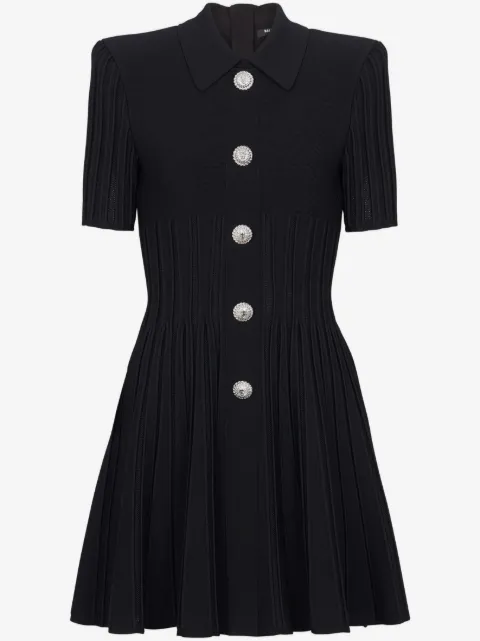 Balmain 골지 니트 미니 플레어 드레스