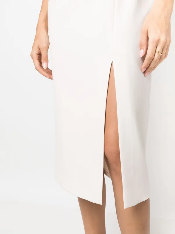 knee length dresses for ladies Leeli Zipper Front Midi Dress White main image 1