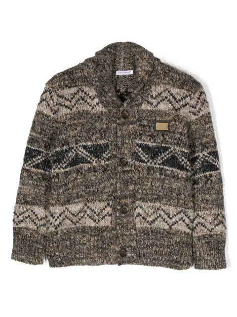 Dolce & Gabbana Kids logo-plaque intarsia-knit cardigan