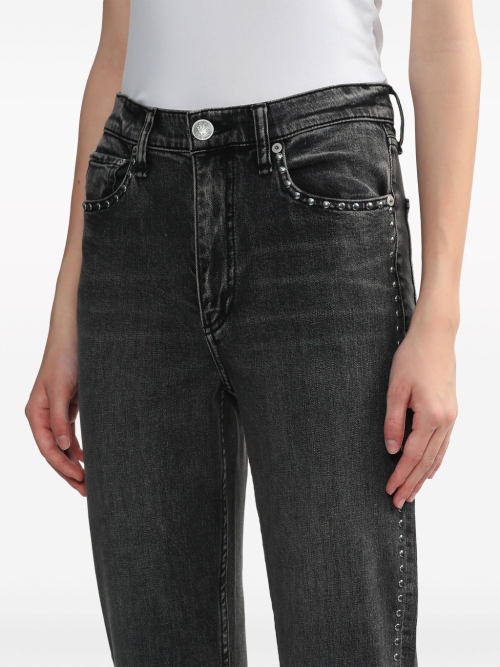 Shop Rag & Bone Studded Cropped Jeans In Black