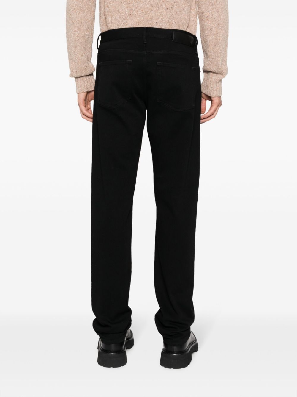 Shop Giorgio Armani Mid-rise Cotton Straight Jeans In Schwarz
