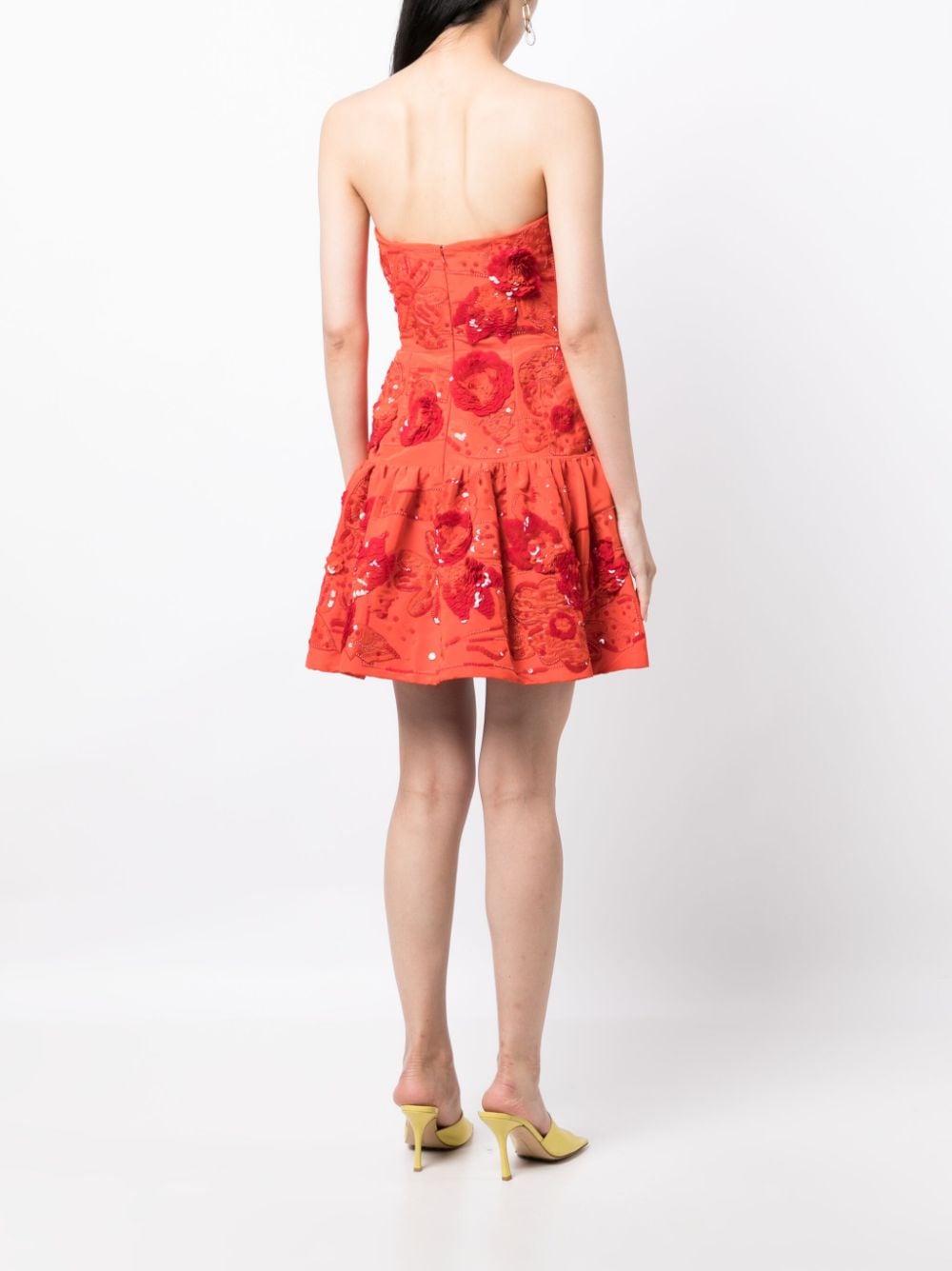 Shop Oscar De La Renta Sequin-embellished Silk Dress In Orange