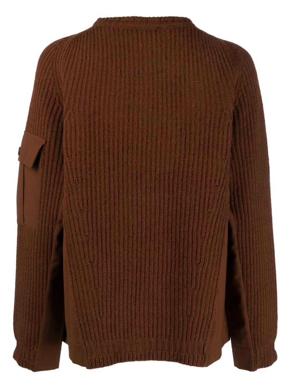 Shop Semicouture Multi-pocket Ribbed-knit Jumper In Brown