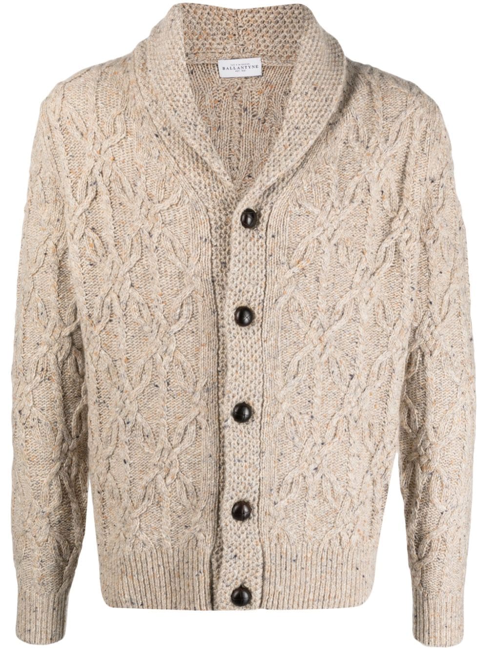Shop Ballantyne Speckled-knit Long-sleeved Cardigan In Neutrals