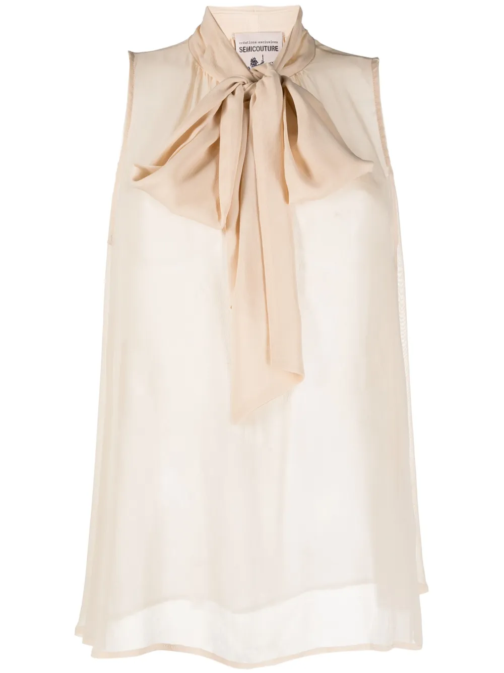 Semicouture Semi-doorzichtige blouse Beige