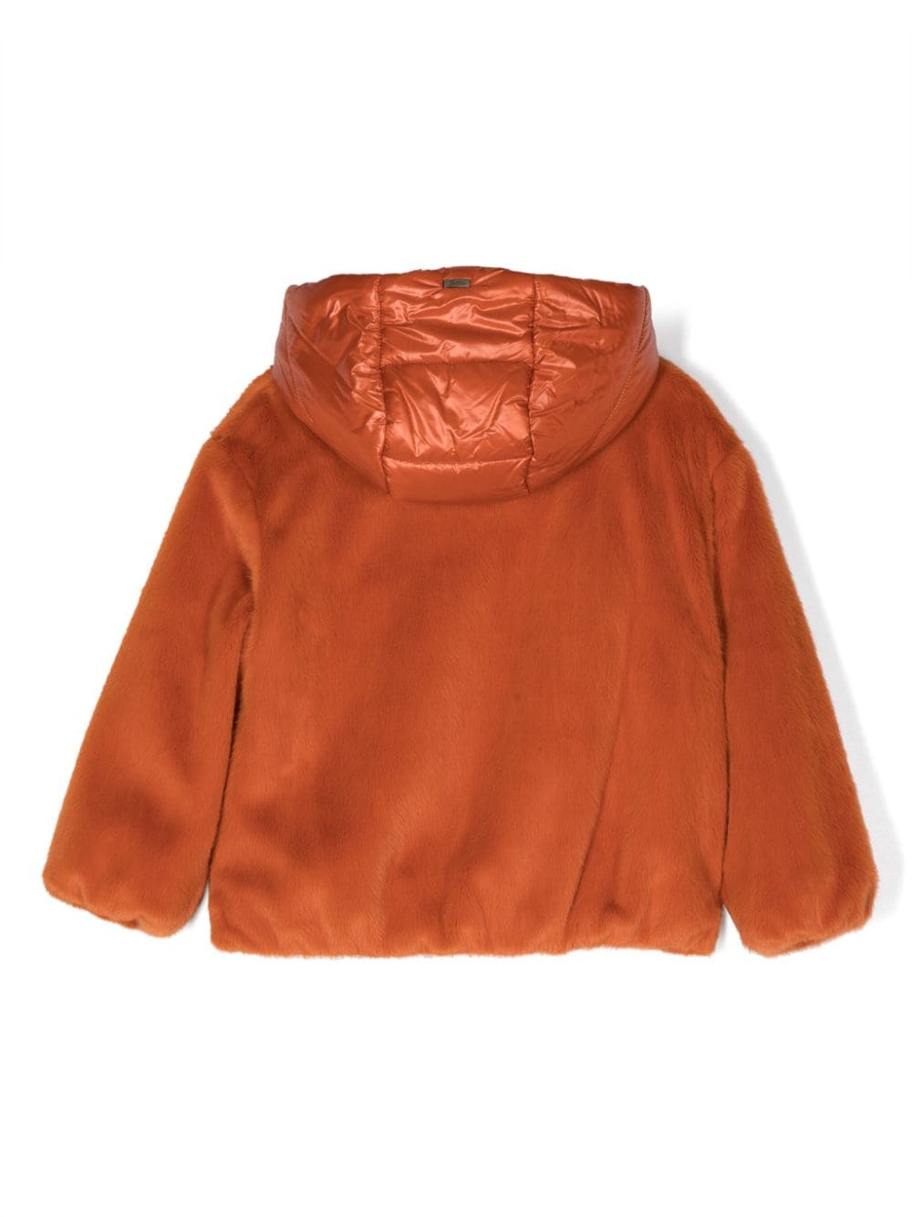 Shop Herno Logo-plaque Faux-fur Hooded Jacket In Orange