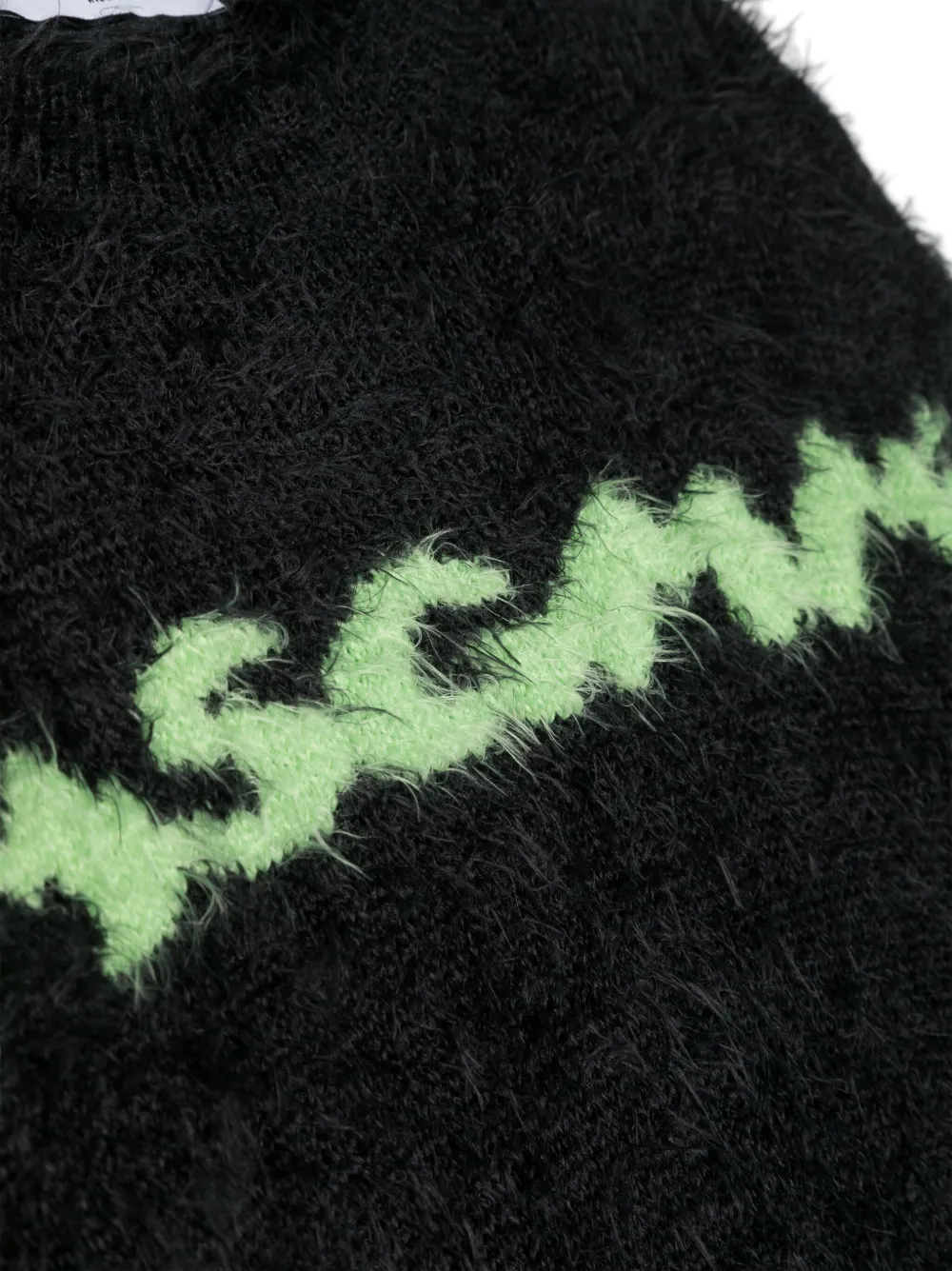 Msgm Logo Intarsia-knit Brushed Jumper In Black