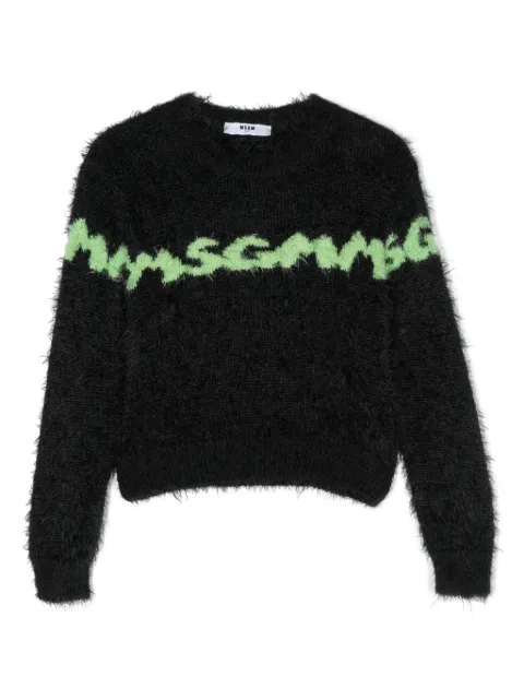 MSGM Kids logo intarsia-knit brushed jumper