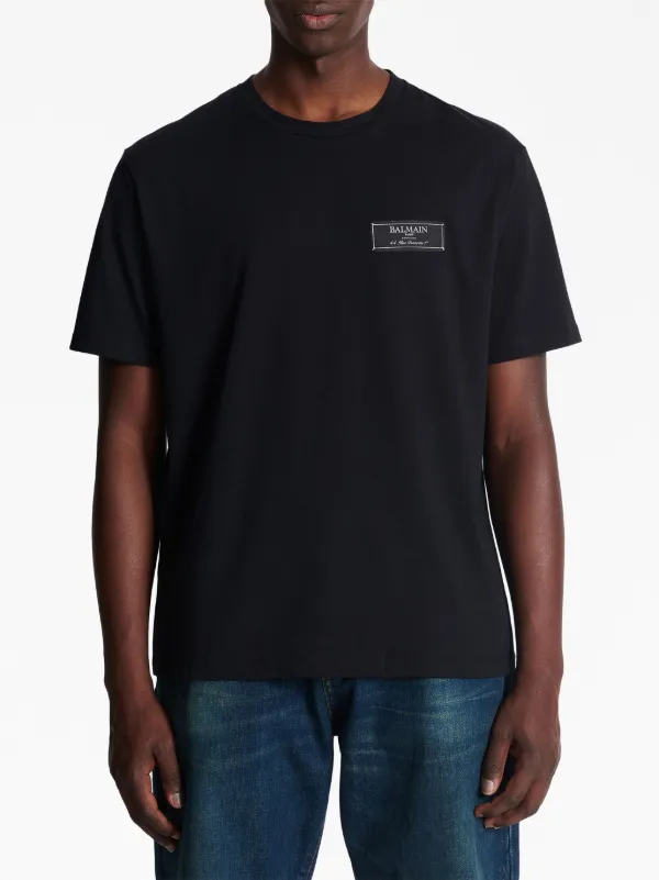 Balmain logo-patch Cotton T-shirt | Black | FARFETCH