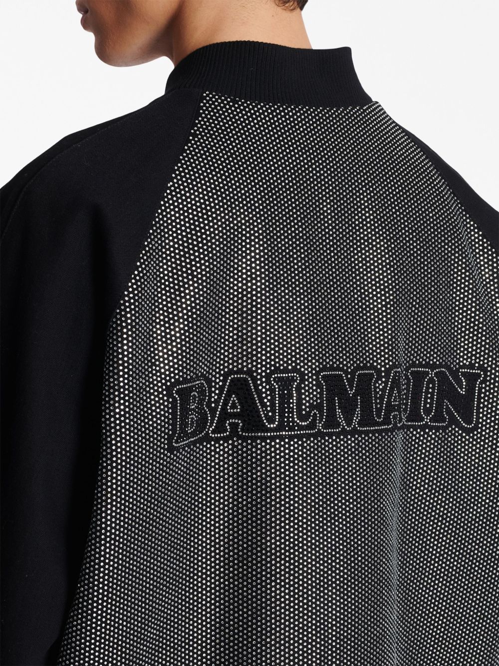 Balmain rhinestone-embellished bomber jacket Men