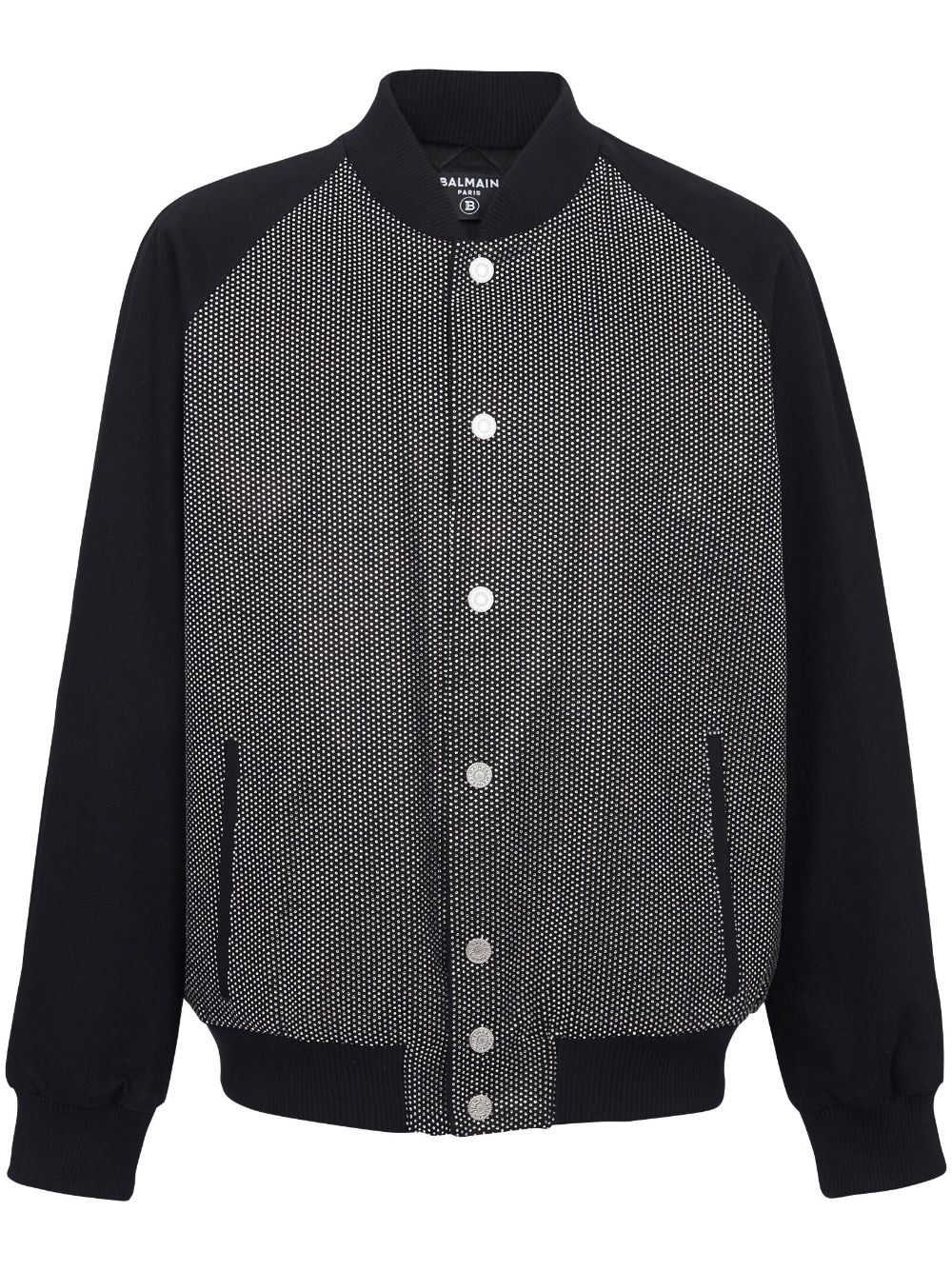 Shop Balmain Rhinestone-embellished Bomber Jacket In Black