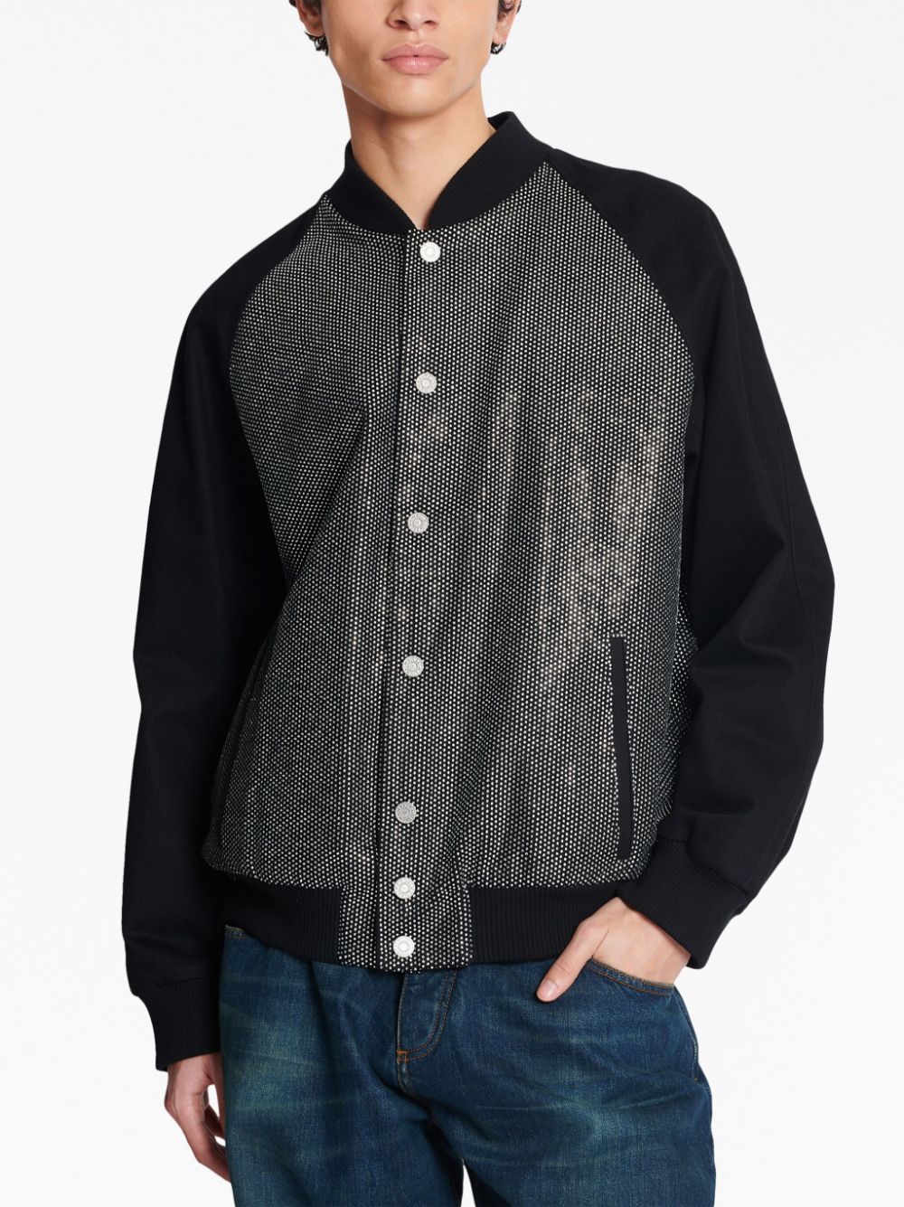 Balmain rhinestone-embellished bomber jacket Men