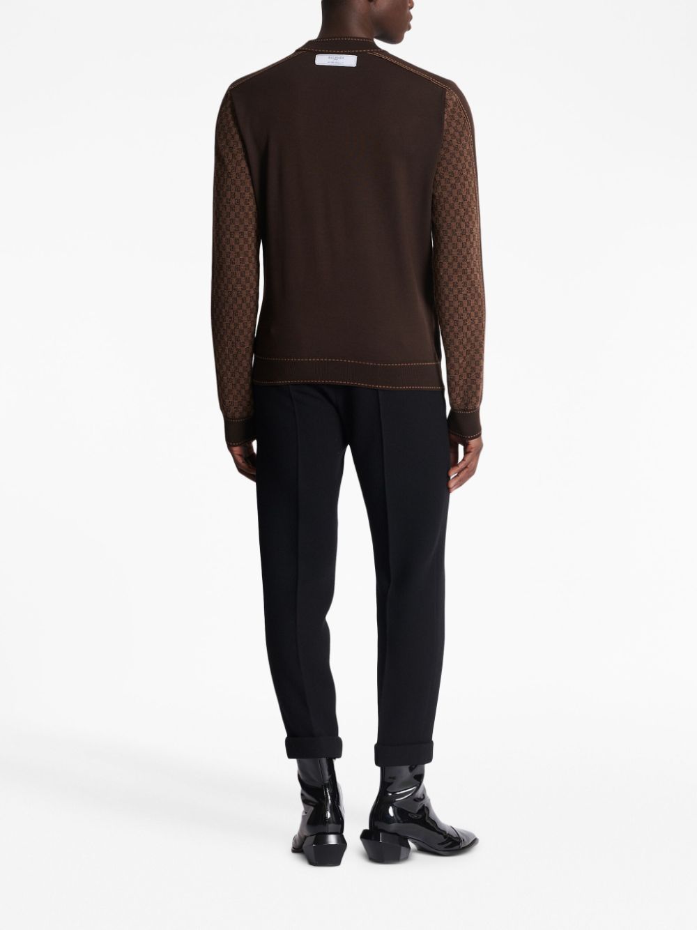 Cheap Balmain intarsia-knit long-sleeve jumper Men