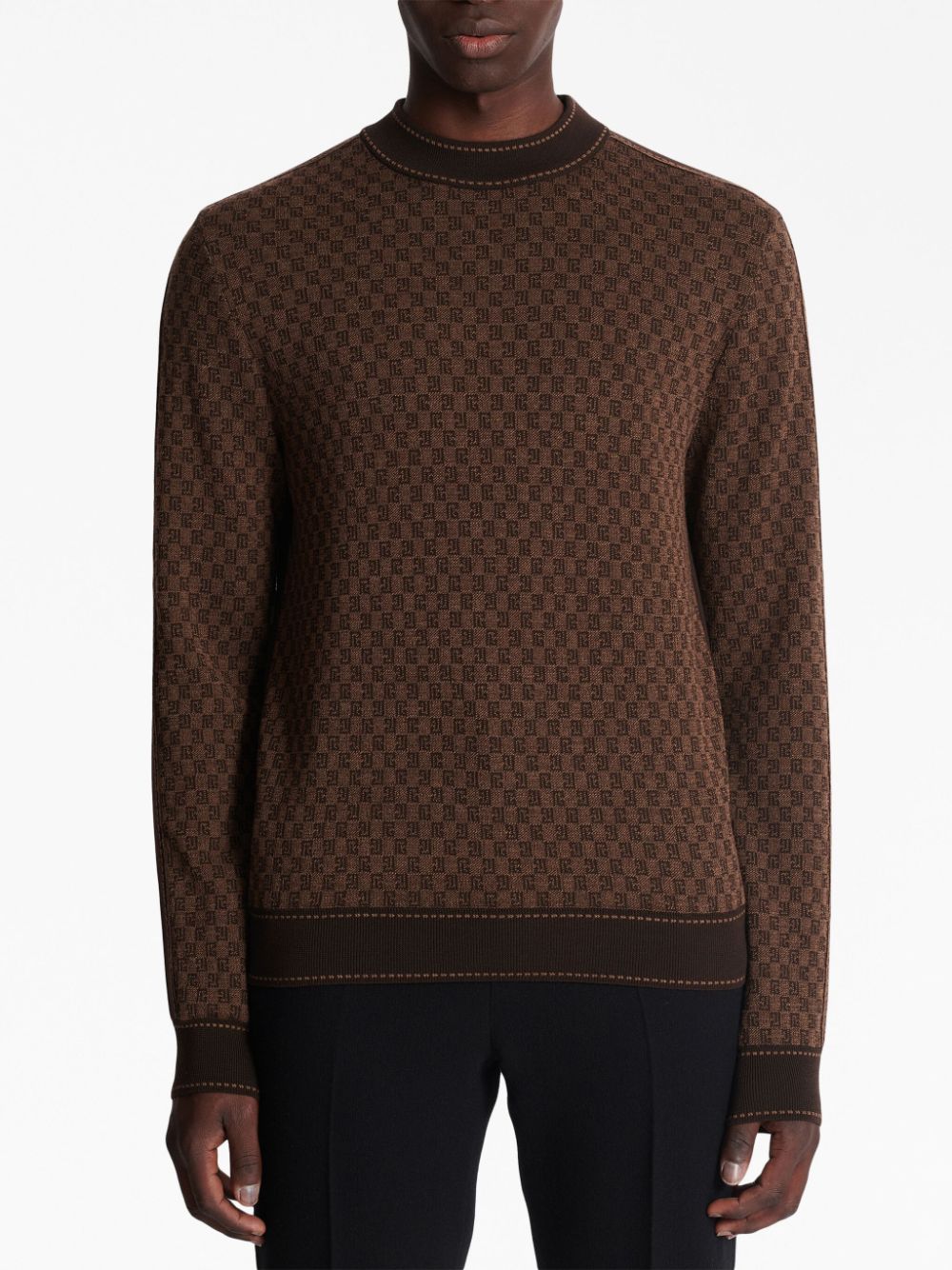 Cheap Balmain intarsia-knit long-sleeve jumper Men