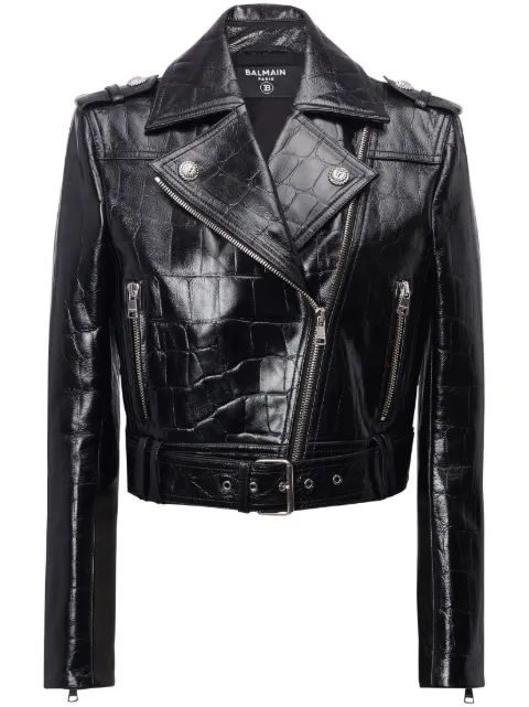 Balmain polished-finish biker jacket