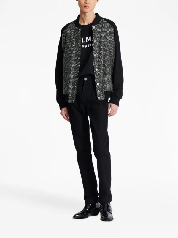 BALMAIN スリムフィットパンツ ブラック 34 Balmain crystal-embellished straight-leg Jeans | Black