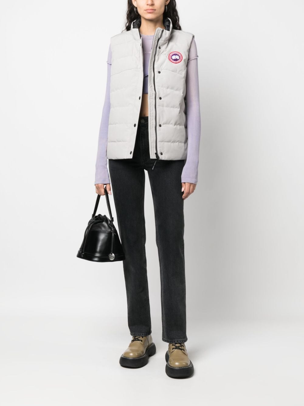 Shop Canada Goose Logo-patch Padded Gilet In 灰色