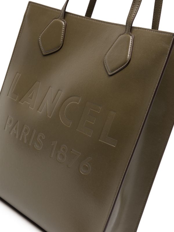 LANCEL logo-debossed Leather Tote Bag - Green