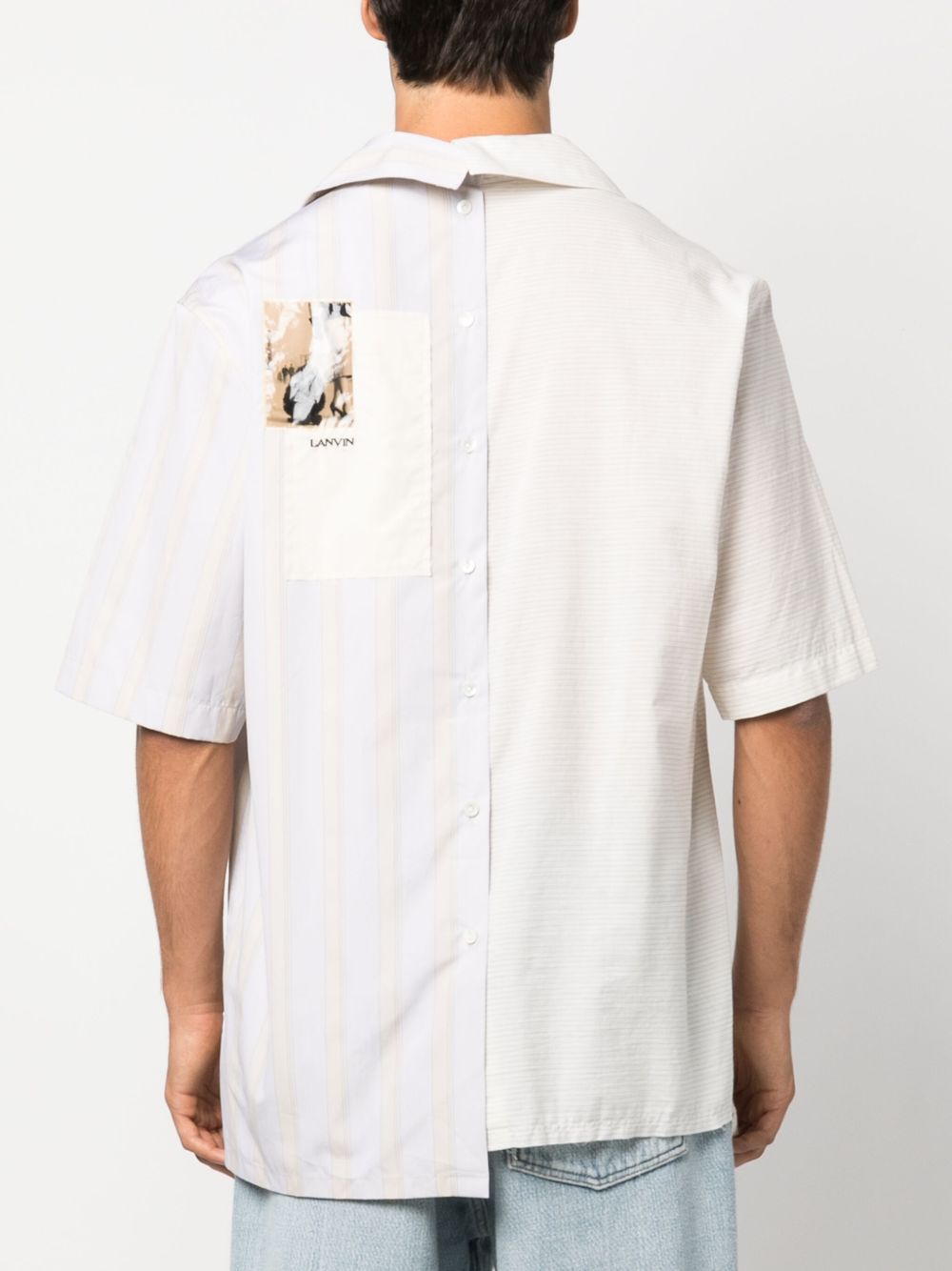 Affordable Lanvin asymmetric patchwork cotton shirt Men