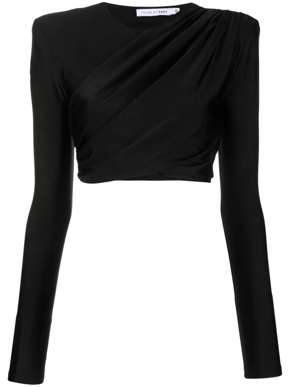 Amen Draped Cropped Top In Black