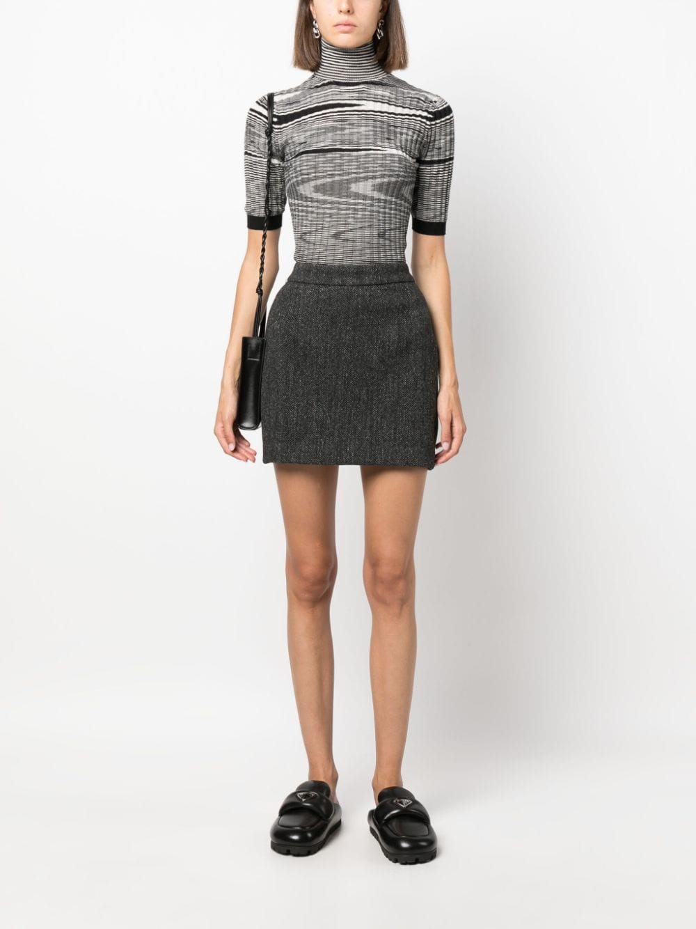 Shop Roberto Collina High-waist Wool-blend Miniskirt In Grey
