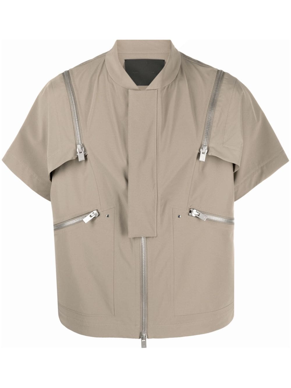 Shop Heliot Emil Anophyte Detachable-sleeve Boxy Shirt In Brown